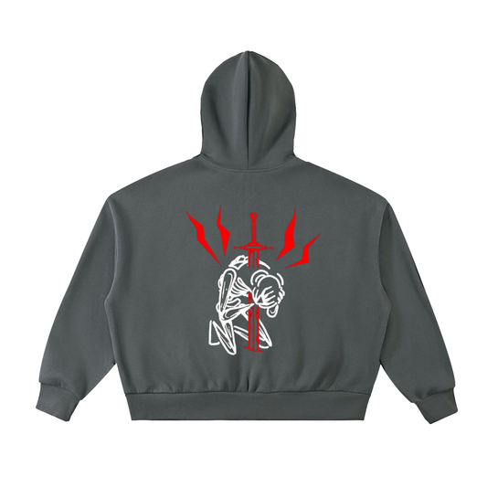 Fleeced Full-Zip Boxy Hoodie