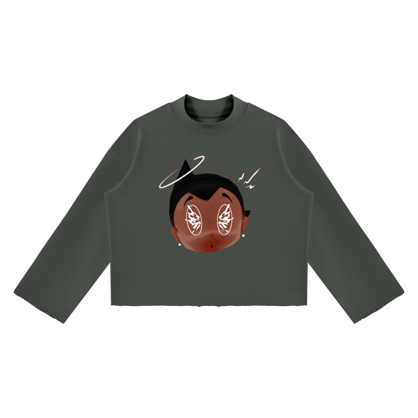 Unisex Mock Neck Raw Edge Boxy Sweatshirt