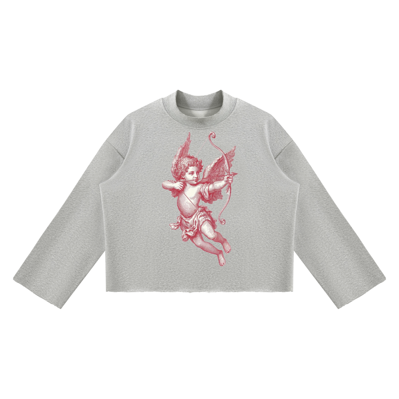 Unisex Mock Neck Raw Edge Boxy Sweatshirt