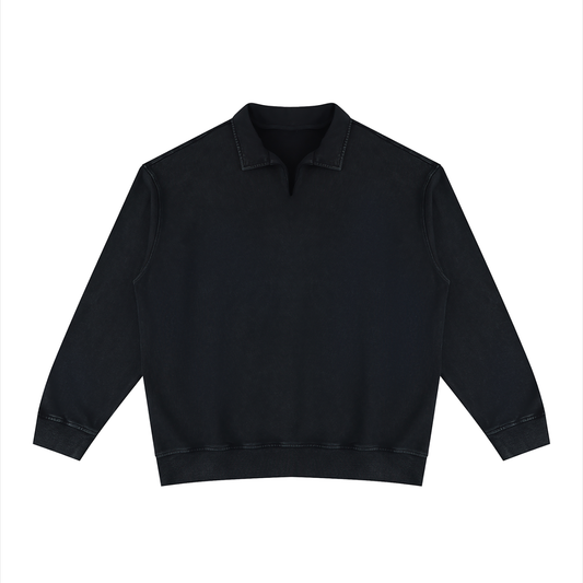 Unisex Vintage Wash Collared Sweatshirt