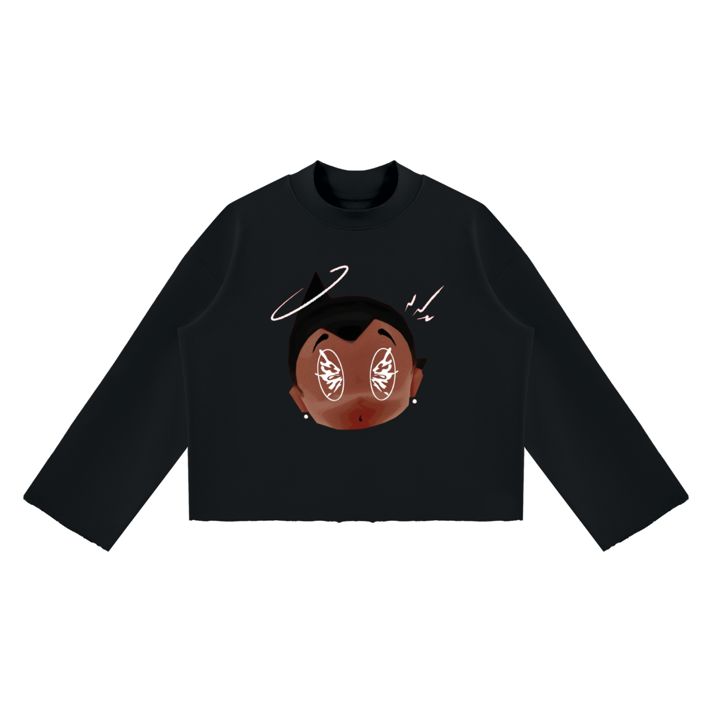 Unisex Mock Neck Raw Edge Boxy Sweatshirt