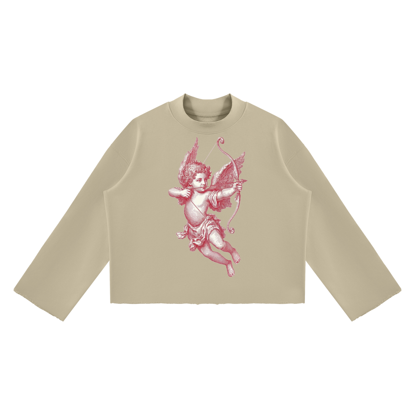 Unisex Mock Neck Raw Edge Boxy Sweatshirt