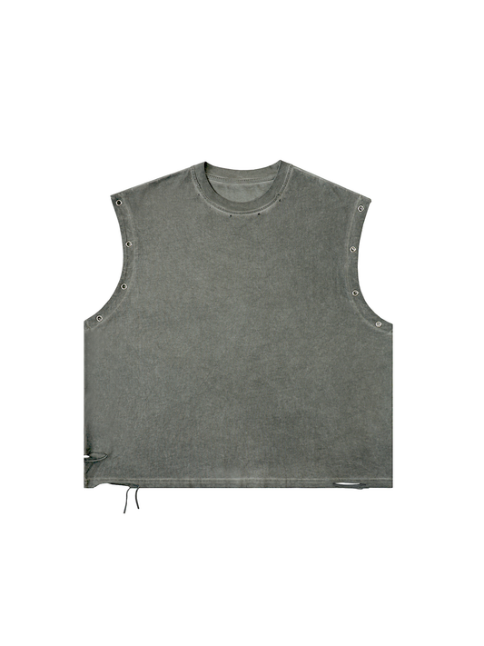Distressed Grommet Eyelet Tank Top