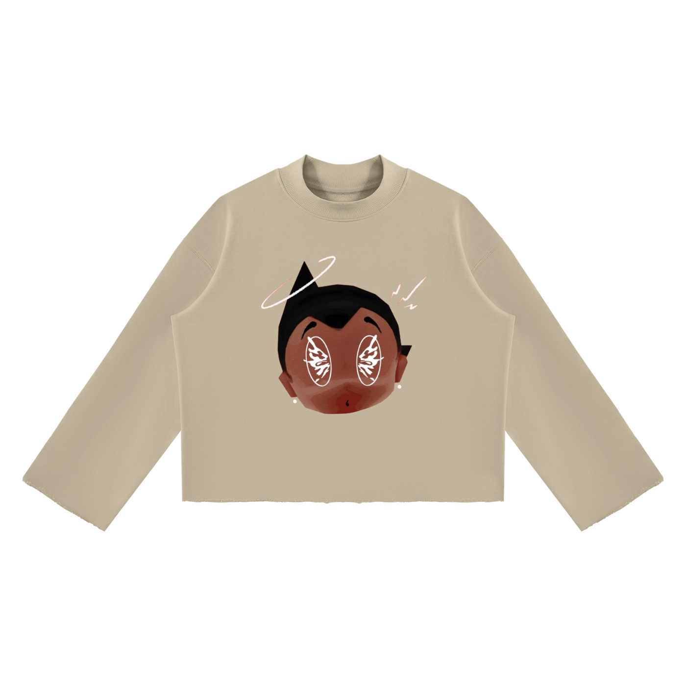 Unisex Mock Neck Raw Edge Boxy Sweatshirt