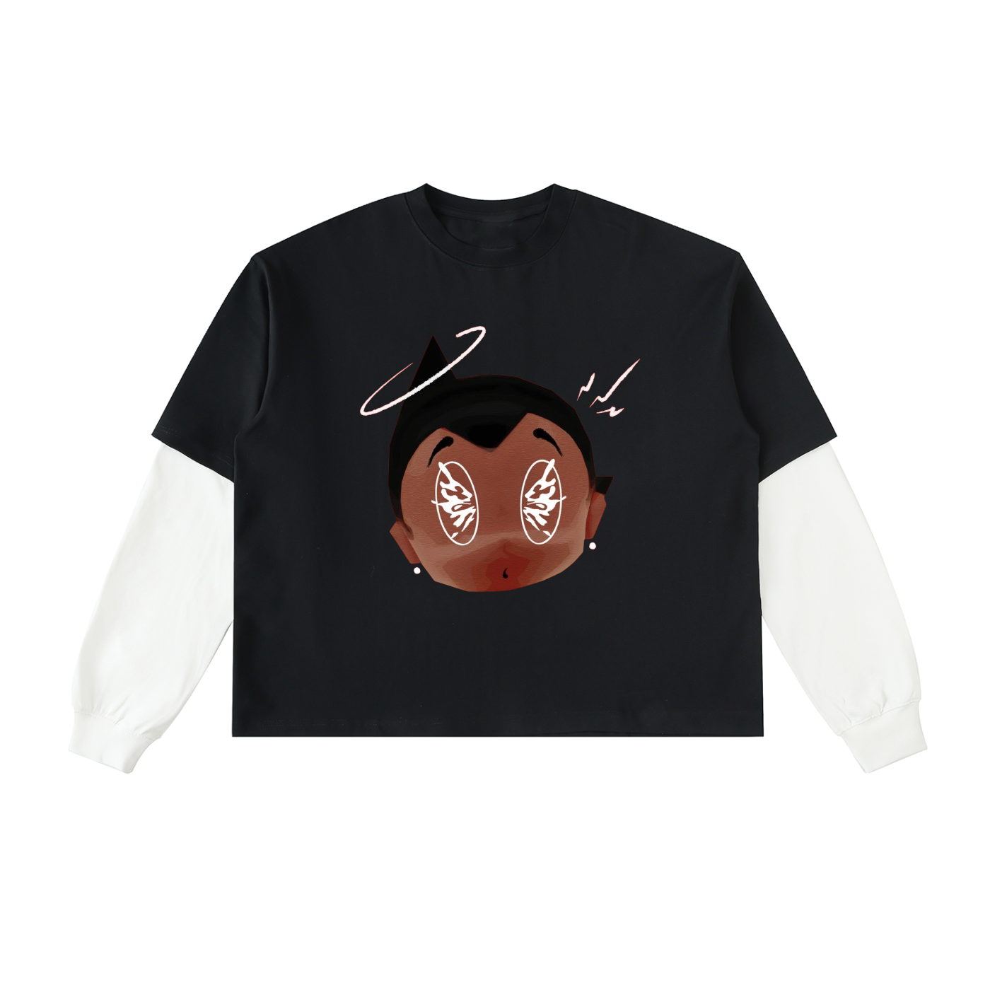 Layered Contrast Sleeve Cotton T-Shirt