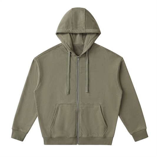 Drop-Shoulder Zip Up Hoodie