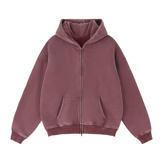 Zip-Through Boxy Fleece Hoodie
