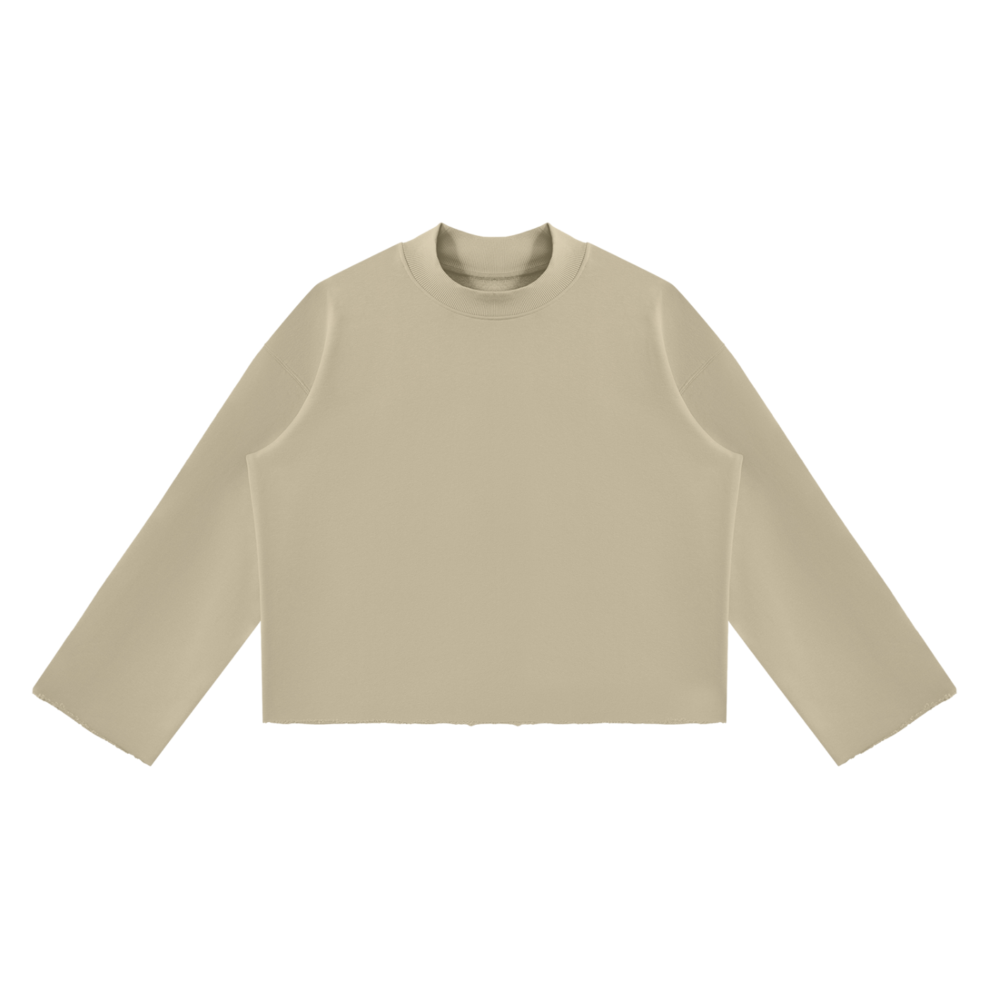 Unisex Mock Neck Raw Edge Boxy Sweatshirt