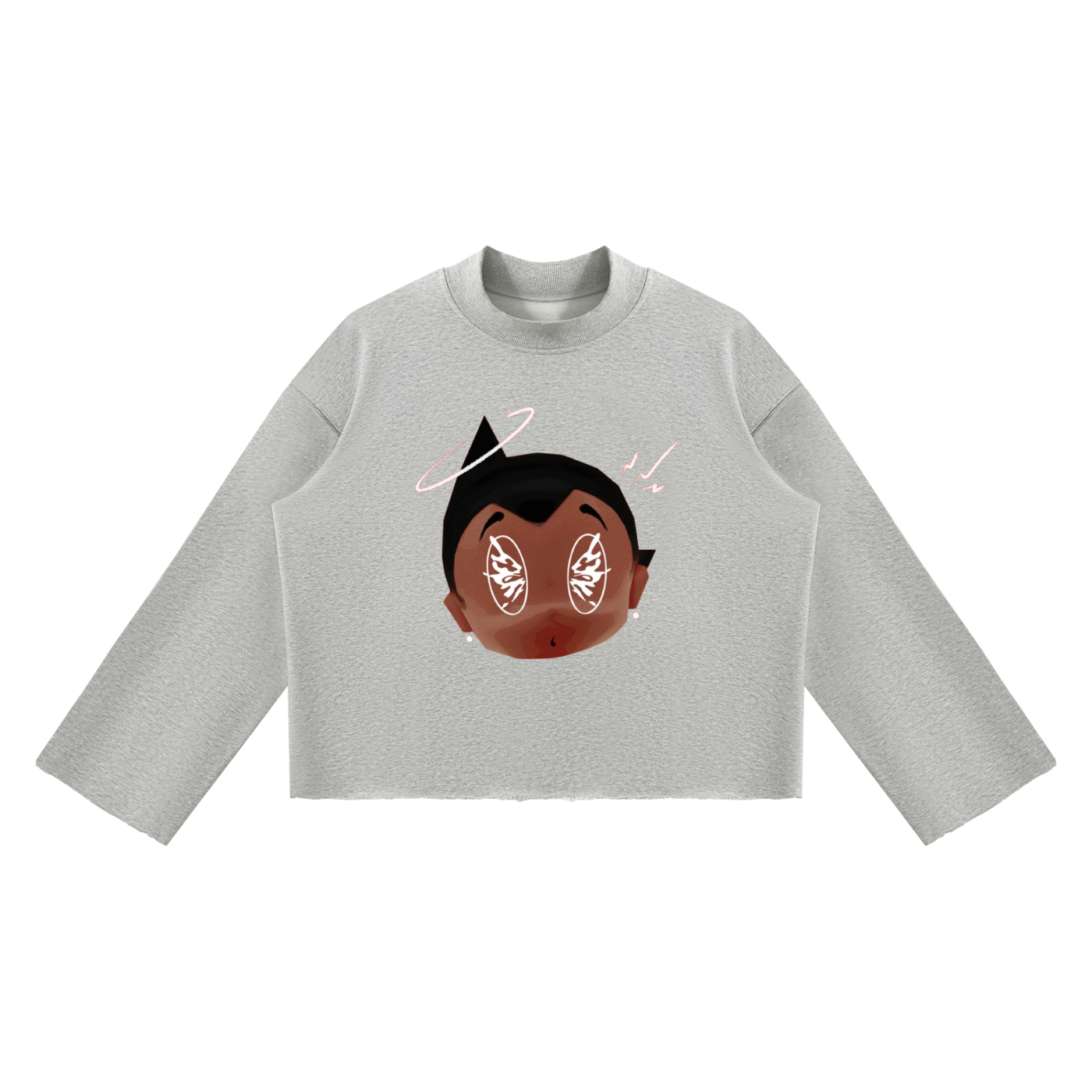 Unisex Mock Neck Raw Edge Boxy Sweatshirt