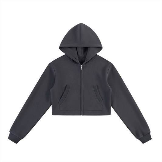 Essential Cropped Zip-Up Hoodie