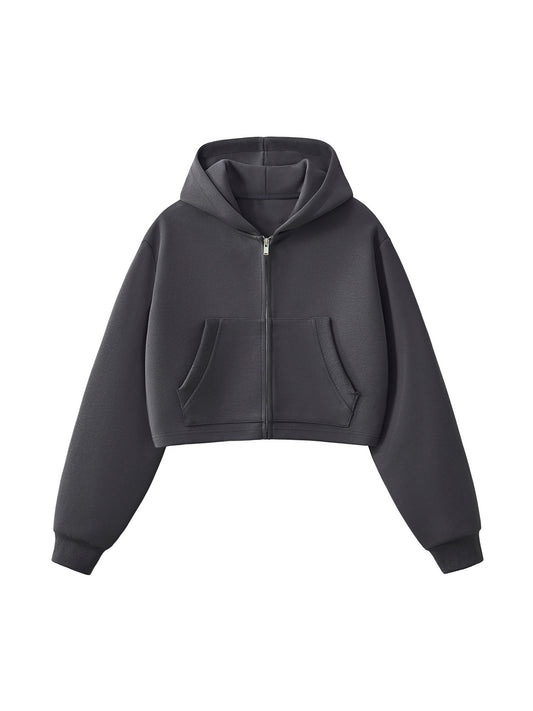 Essential Cropped Zip-Up Hoodie