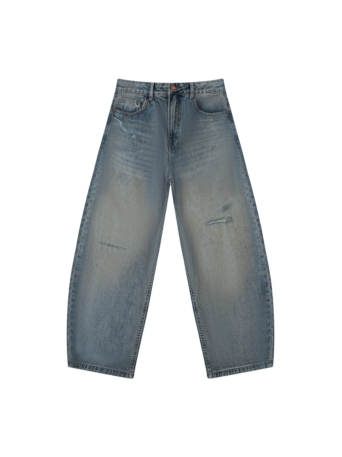 Men's Distressed Barrel Leg Jeans