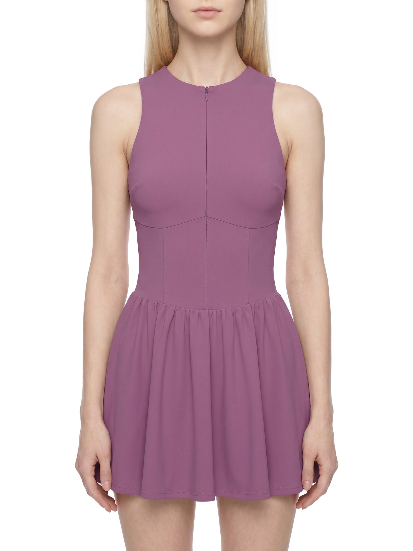 Women’s Ruched Sleeveless Full-Zip Dress