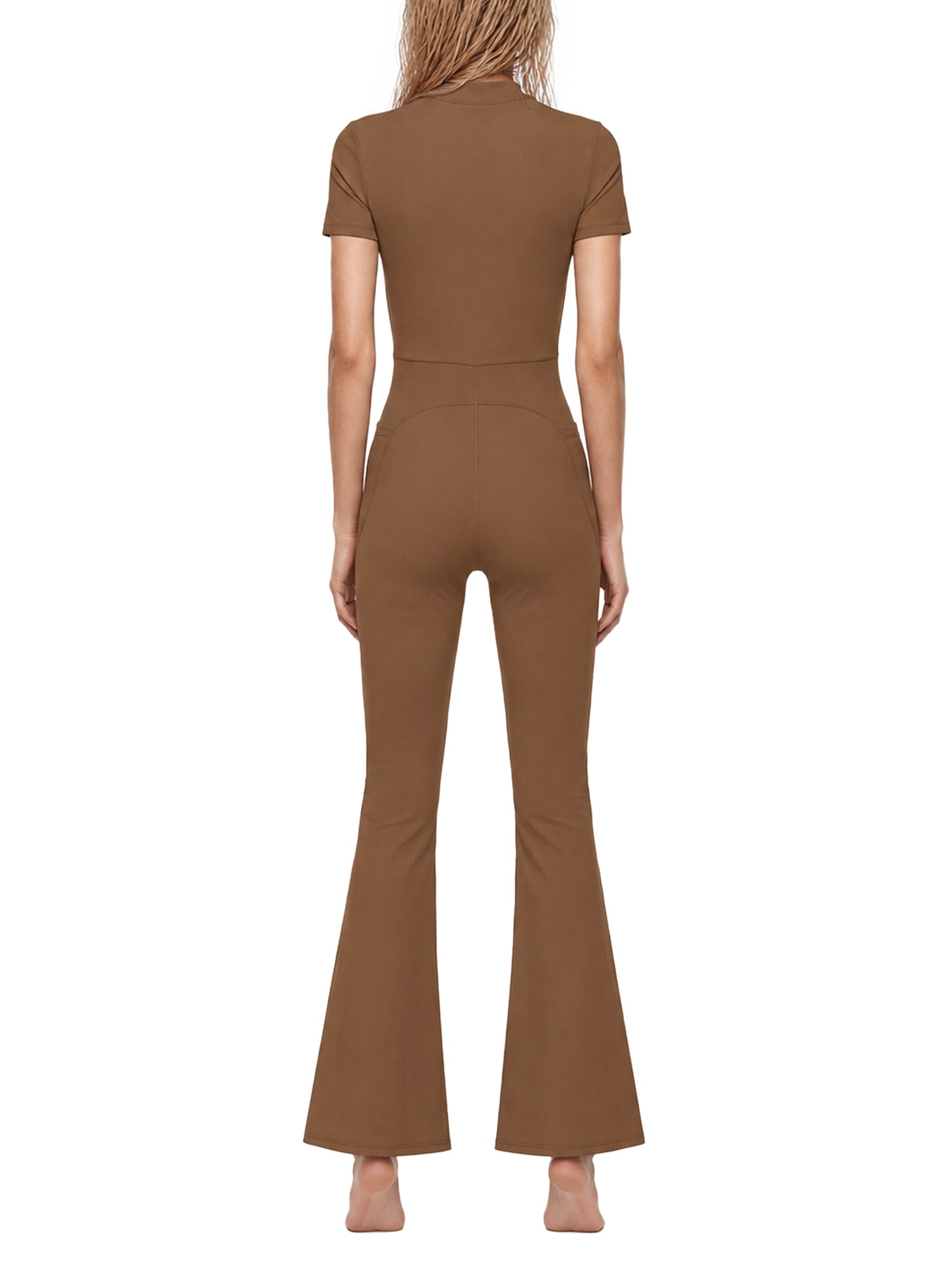 Women’s Tight Flared Leg Quarter-Zip Jumpsuit