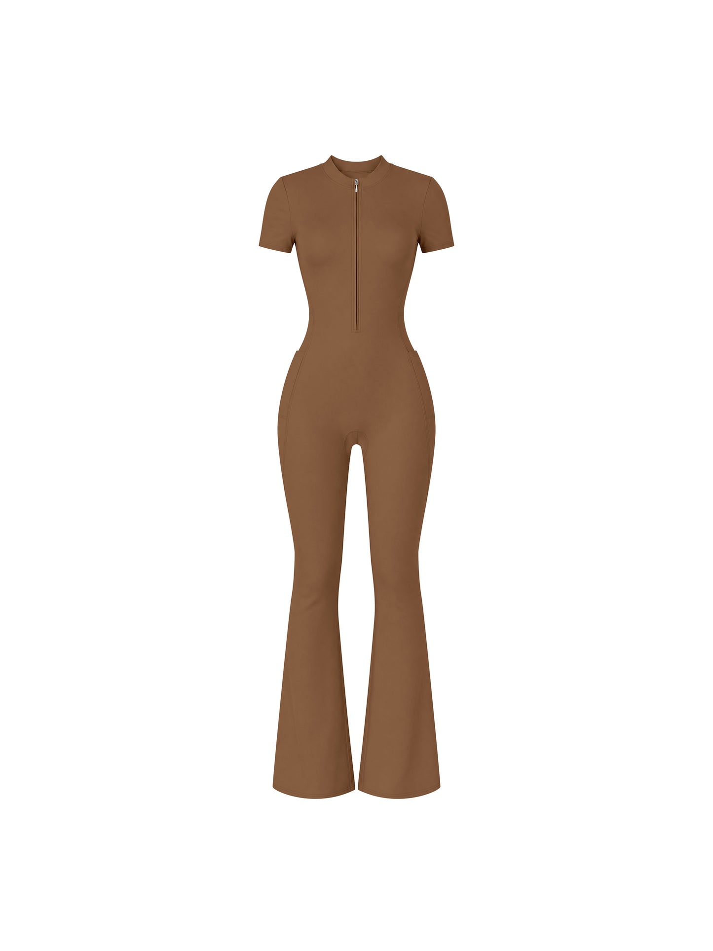 Women’s Tight Flared Leg Quarter-Zip Jumpsuit